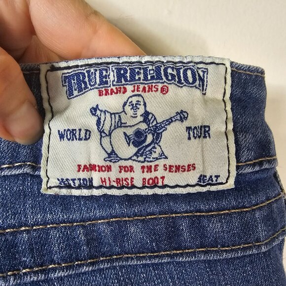 Y2K True Religion Womens Hi-Rise Boot Jeans Sz 30 Studded Pockets Upcycled‎ - Picture 10 of 16